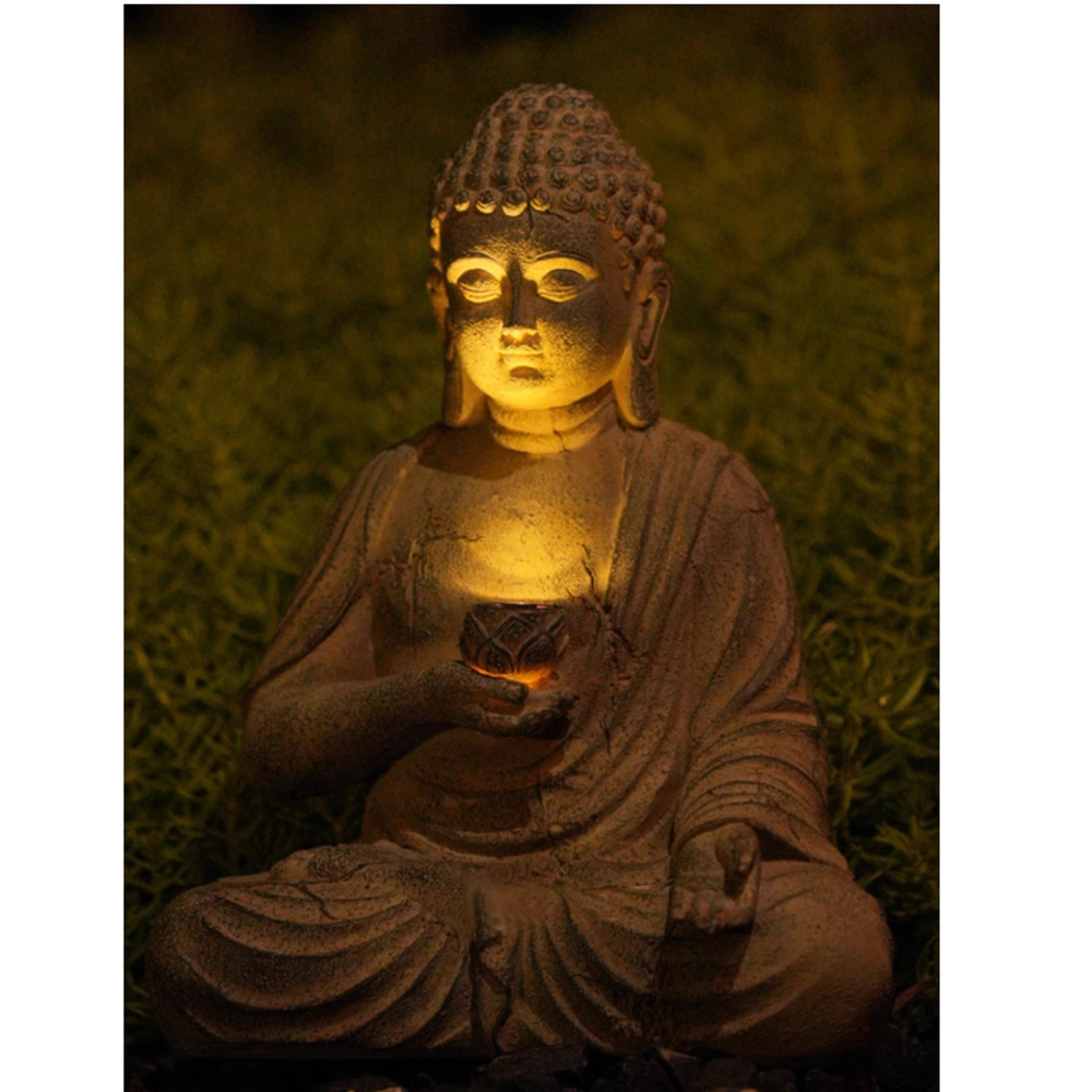 Resin Solar Buddha Statue Scul - Smart Zen Garden review and price
