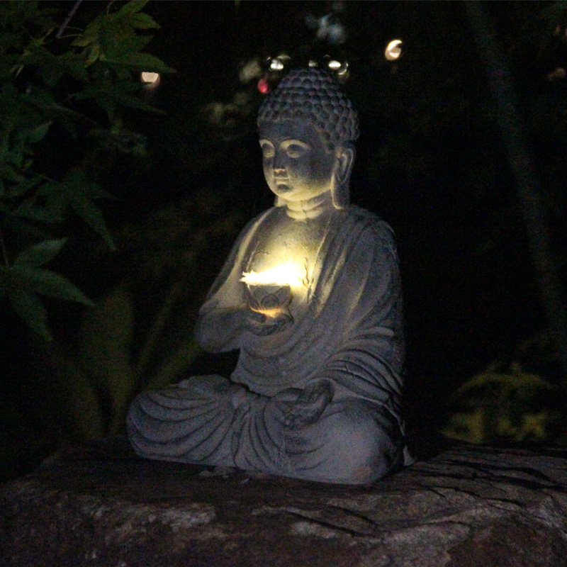 Resin Solar Buddha Statue Scul - Smart Zen Garden review and price