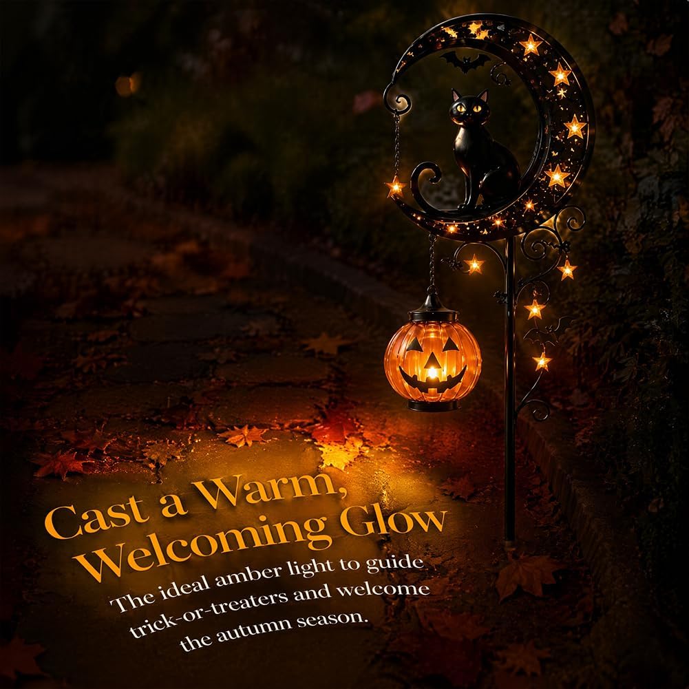 Solar Halloween Black Cat & Pu - Smart Zen Garden review and price